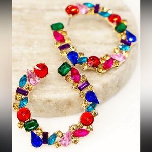 Multi Stone Bedazzled Statement Earrings